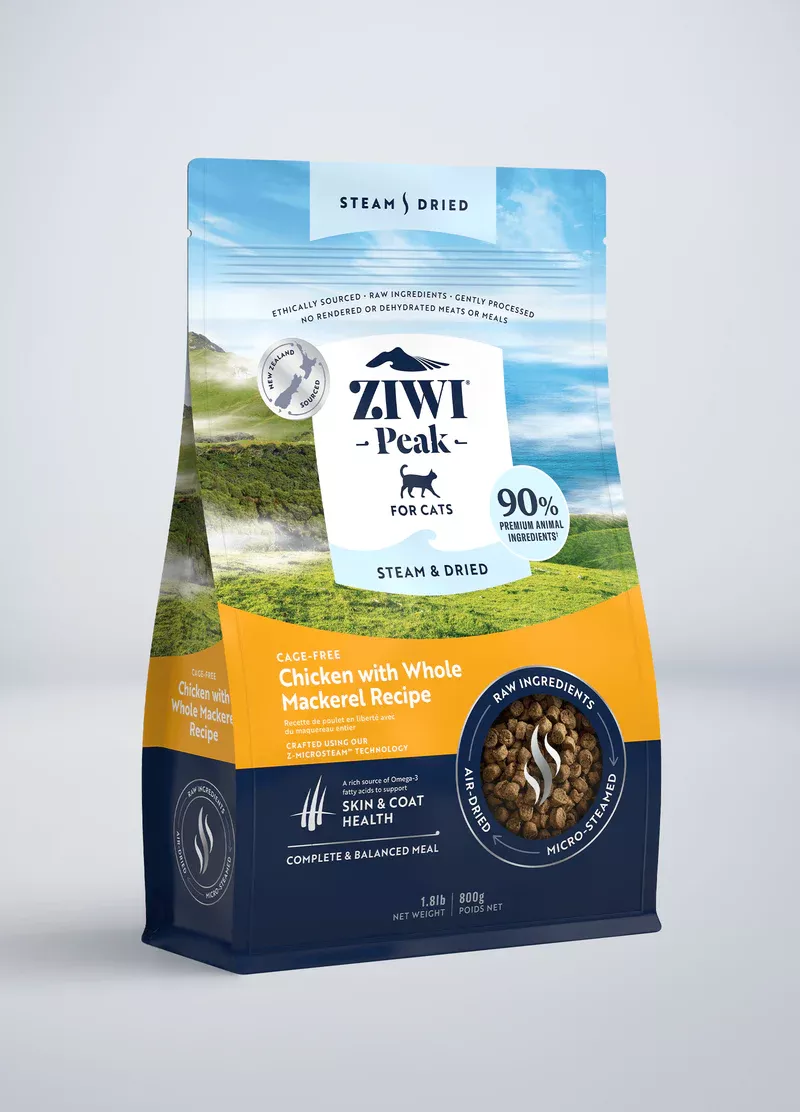 Ziwi Peak Steam Dried Chicken & Mackerel Cat Food 1.8 Lb