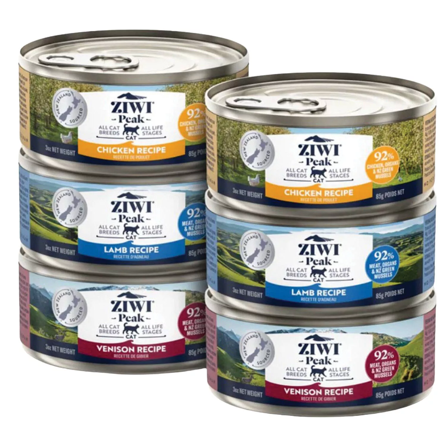 ZIWI, Venison, Chicken and Lamb - Variety Pack 6x85g- Cat Wet Food
