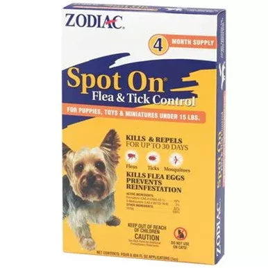 Zodiac 7-15 lb Spot On Flea and Tick Control for Puppies – 4 pk