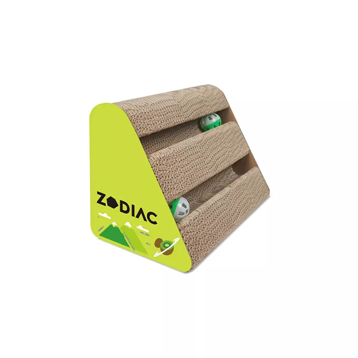 ZODIAC Triangle Cat Scratcher with Ball Kiwi