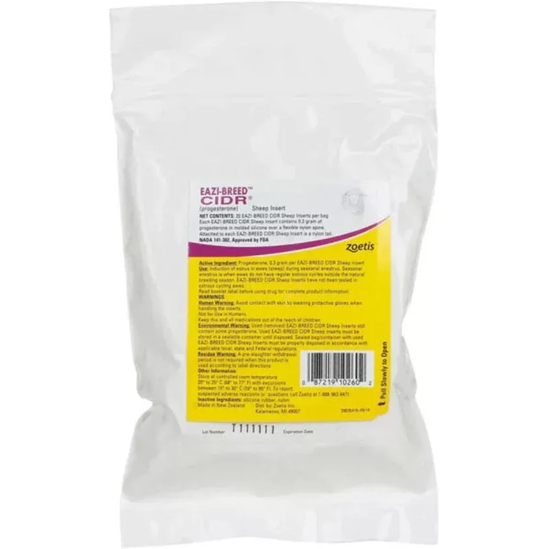 Zoetis – EAZI Breed CIDR G Insert Sheep – 20 ct. bag (5 bags/case) | Customer Favorites