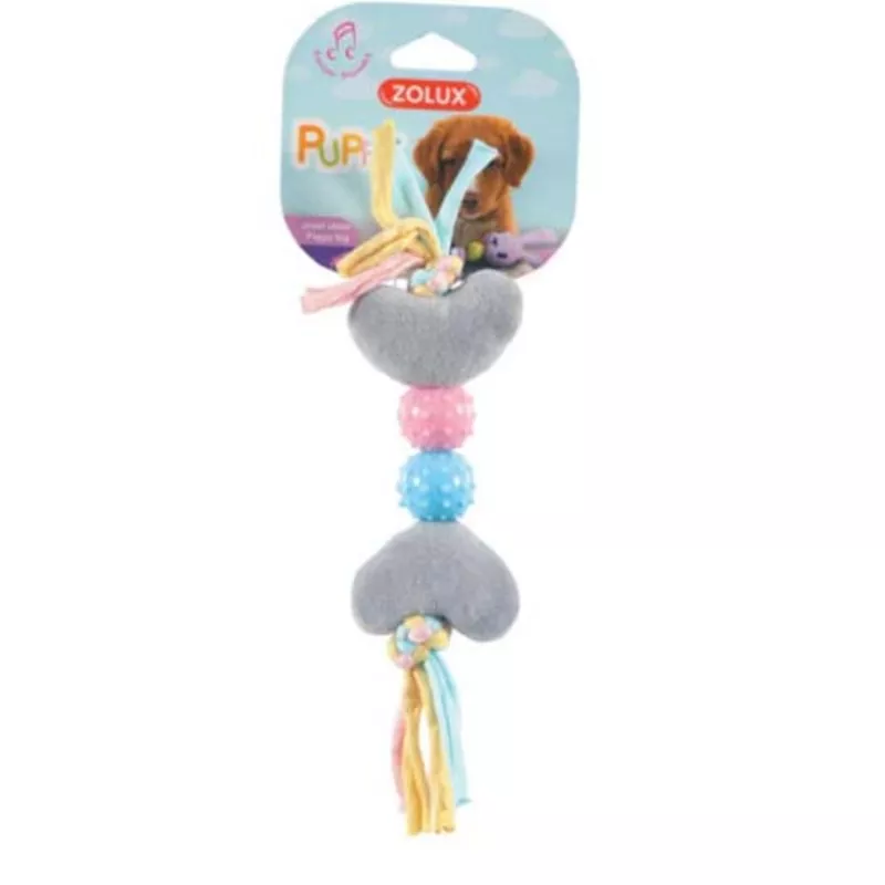 Zolux XS Squeaky Plush Grey Heart Toy