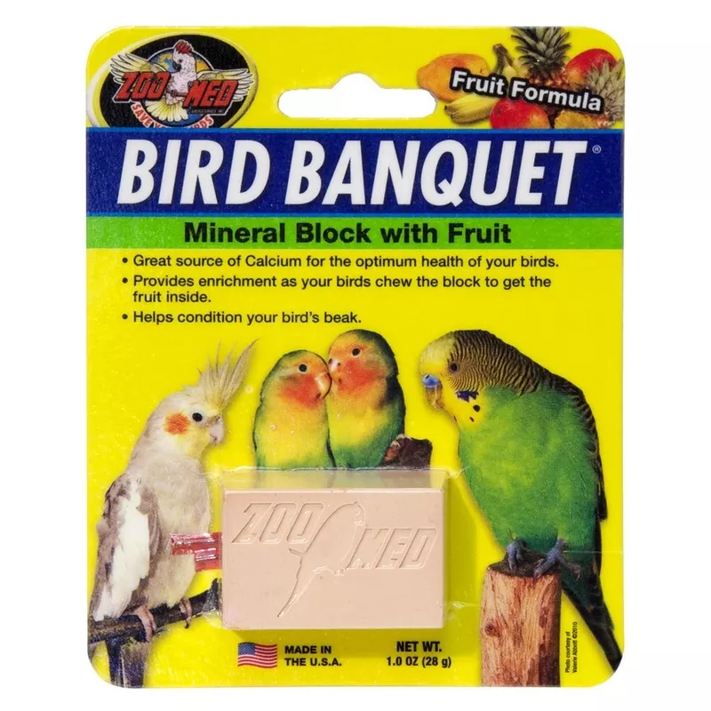 Zoo Med Bird Banquet Mineral Block With Fruit, Bird Supplement